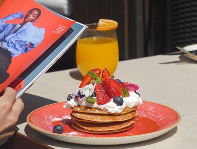 Pancakes and orange juice